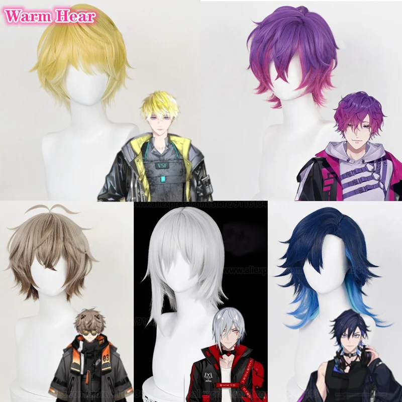 

Парик для косплея VTuber NIJISANJI EN Noctyx Sonny Brisko Uki Ola Alban Knox Fulgur 240d Yugo Asuma Термостойкое волокно + шапочка для парика