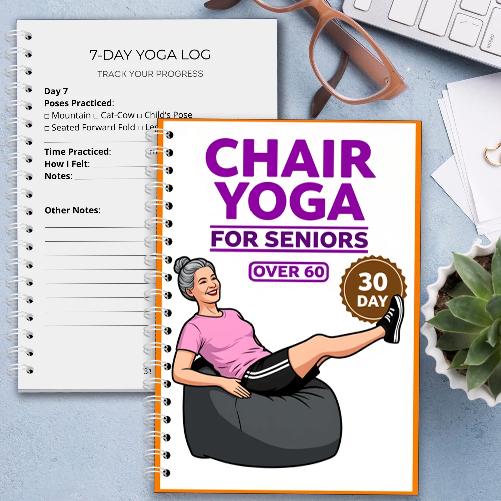 

Chair Yoga Logbook Notebook Fitness Plan for Seniors 60 and Above, Gentle Yoga Routine 30 Day Challenge for Flexibility Balance,