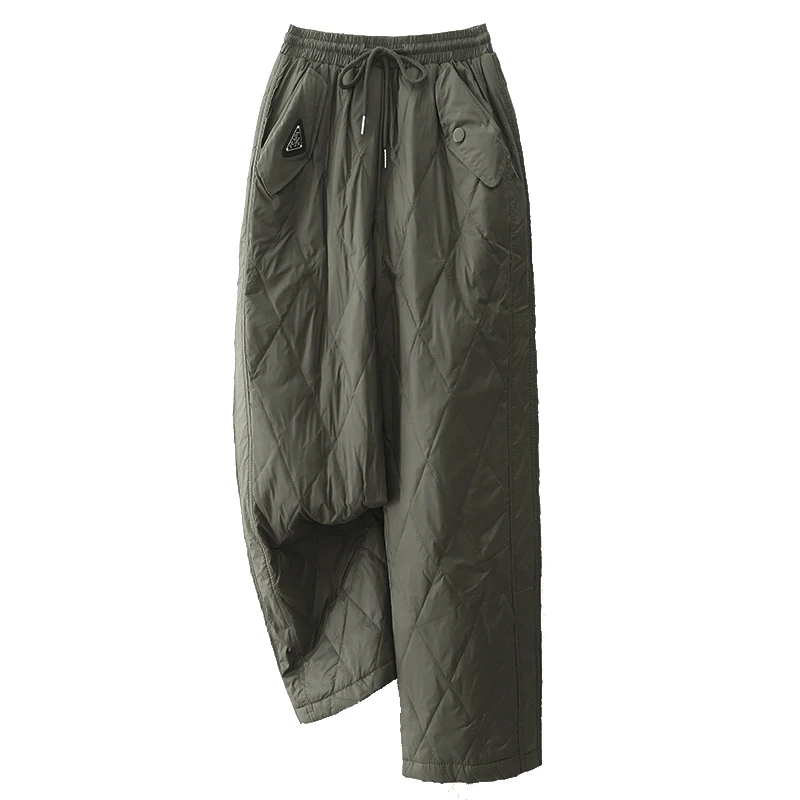 Pantaloni di cotone alla moda per le donne Inverno Nuovi pantaloni lunghi versatili casual dritti larghi Pantaloni lunghi di colore caldo da donna