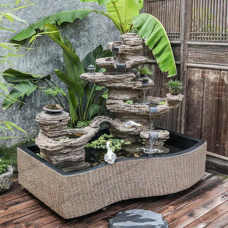 High mountains and flowing water fountain fish pond landscape fish tank villa garden courtyard rockery landscaping decoration