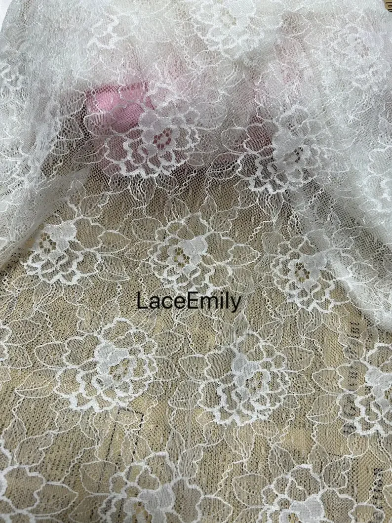 Exquisite White black flower Embroidery lace Fabric, floral white Soft drape Stretch tulle for wedding bottoming shirt bridal ,