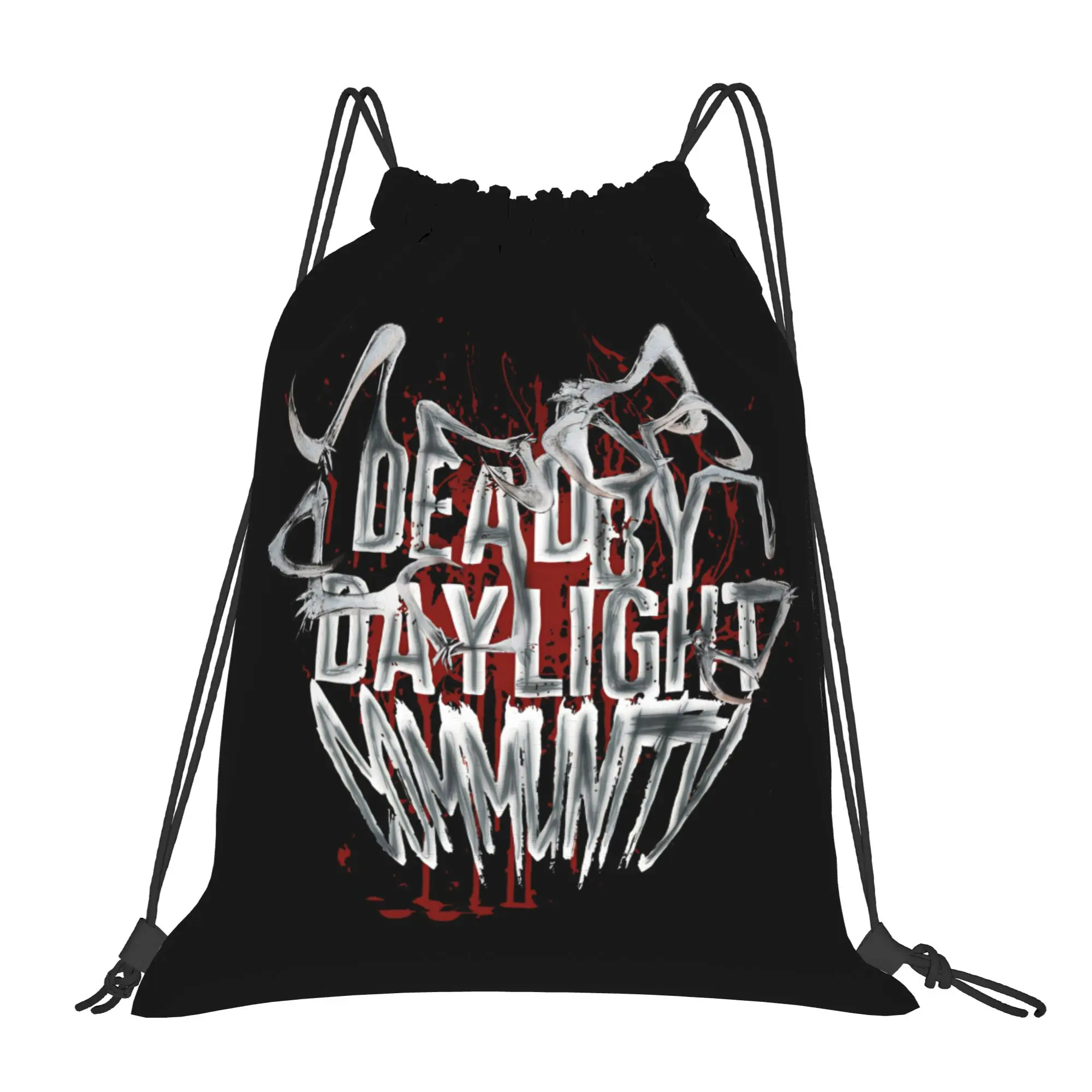 

Deads by Daylights Community Logo Red & White Drawstring Backpack Sports Gym Sackpack Water Resistant String Bags
