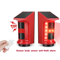 Solar Infrared Alarm Human Body Sensor Anti-theft Alarm Solar Powered Human Body PIR Motion Detector 110dB Waterproof Outdoor