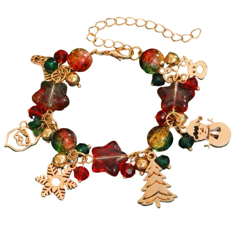 

New Christmas Bracelet Creative Versatile Santa Claus Snowflake Pendant Liuyo Bead Bracelet for Women
