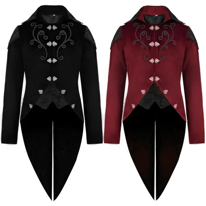 

Halloween Medieval Vintage Tuxedo Men's Mid-Length Coat