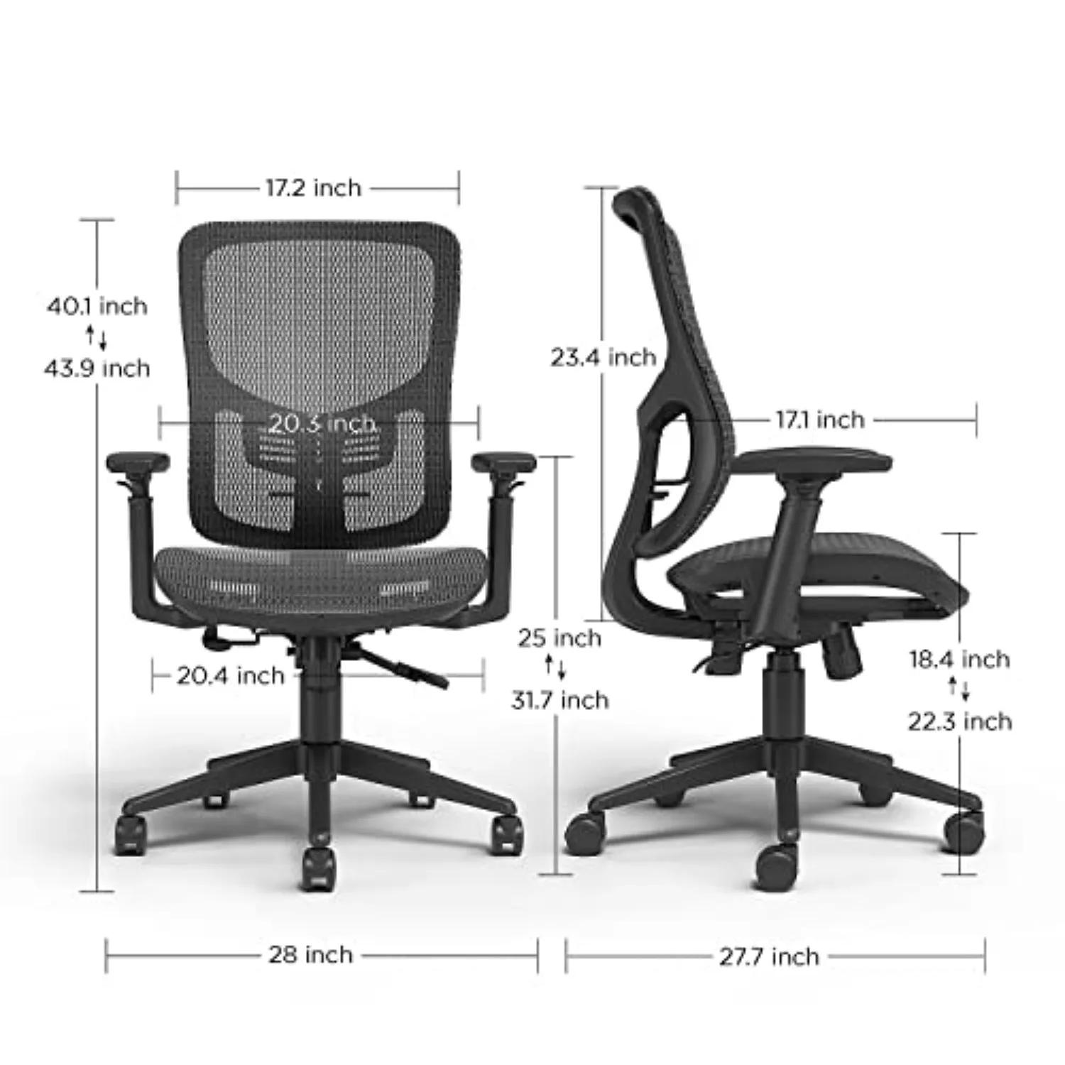 Ergonomic Task Chair, Mesh, Ergonomic, Lumbar Support, Adjustable Height, Black | A comfortable everyday seating option