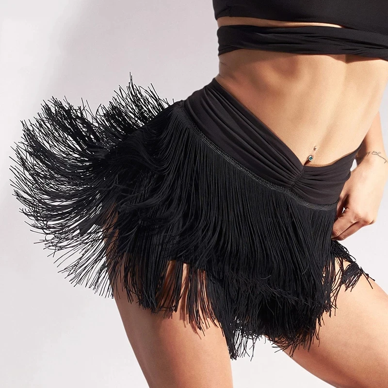 Tassel Latina Dance Skirt Women Sexy Performance Costume Customize Samba Dancing Outfit Black Tap Dancewear Salsa Skirt JL4201