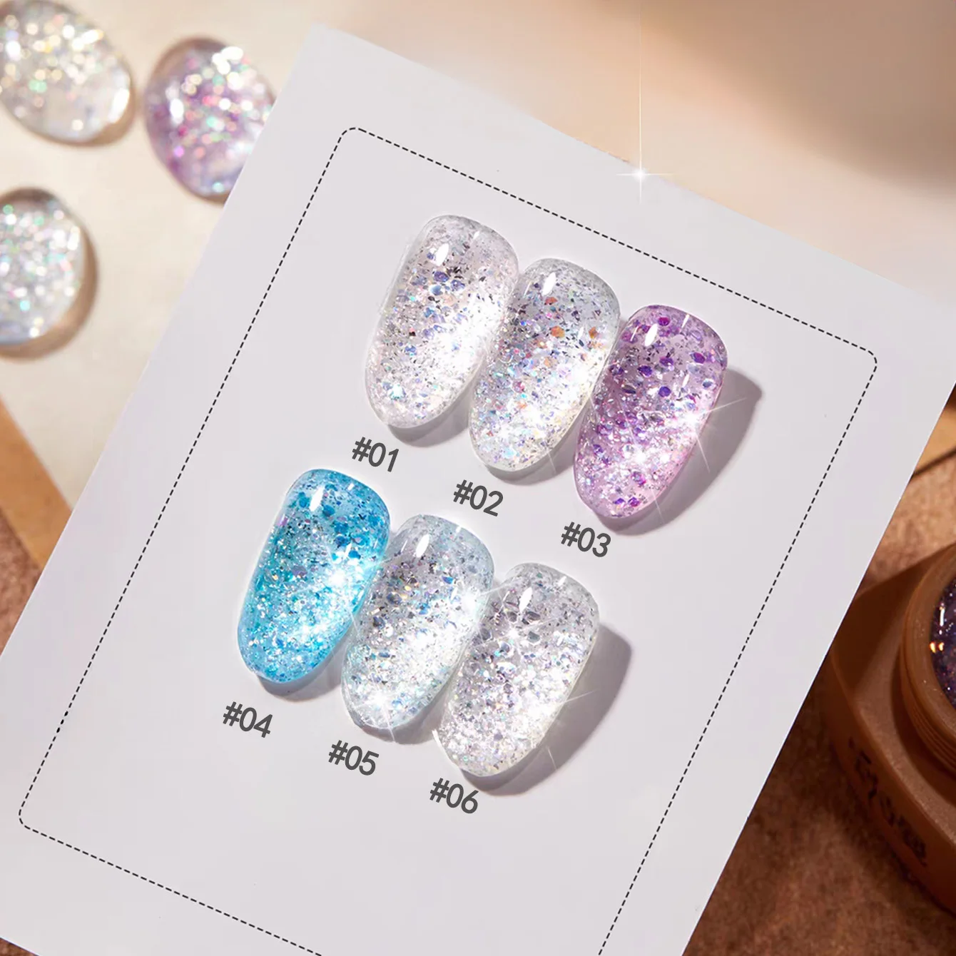 เจลทาเล็บ ZH Super Flash Summer Whitening Nail Phototherapy Gel Nail Art 2025 ยอดนิยม ลาย Bubble Iced Tea Series ประกายกลิตเตอร์ 1 ชิ้น