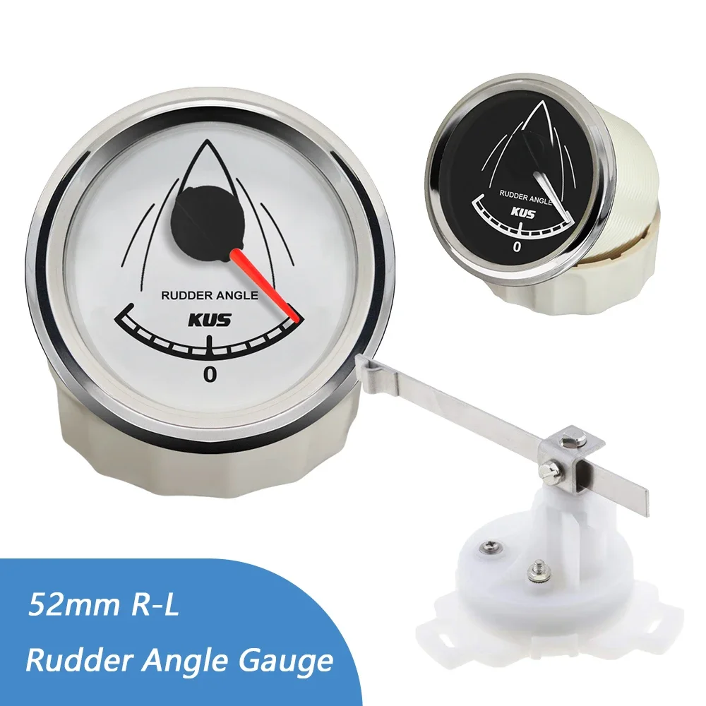 KUS Waterproof 52mm Rudder Angle Indicator Gauge with Red Yellow Backlight for Boat Yacht Universal 12V 24V