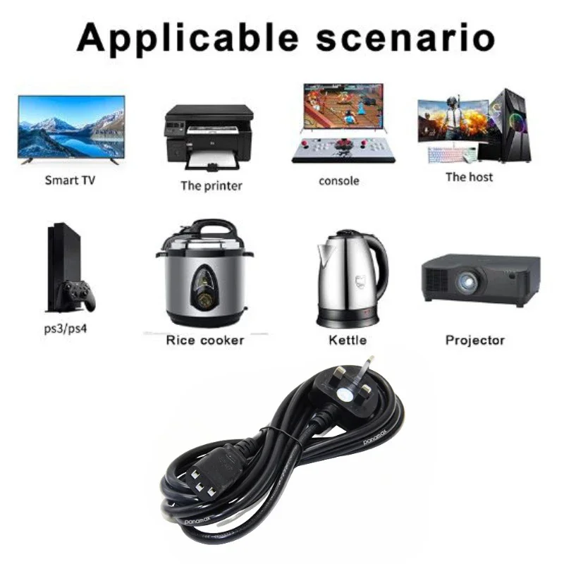 【Pengiriman Cepat】Kabel Daya CPU AC US UK EU Plug 3 Pin 500W/2500W untuk PC Komputer Printer Monitor Rice Cooker Adaptor AC