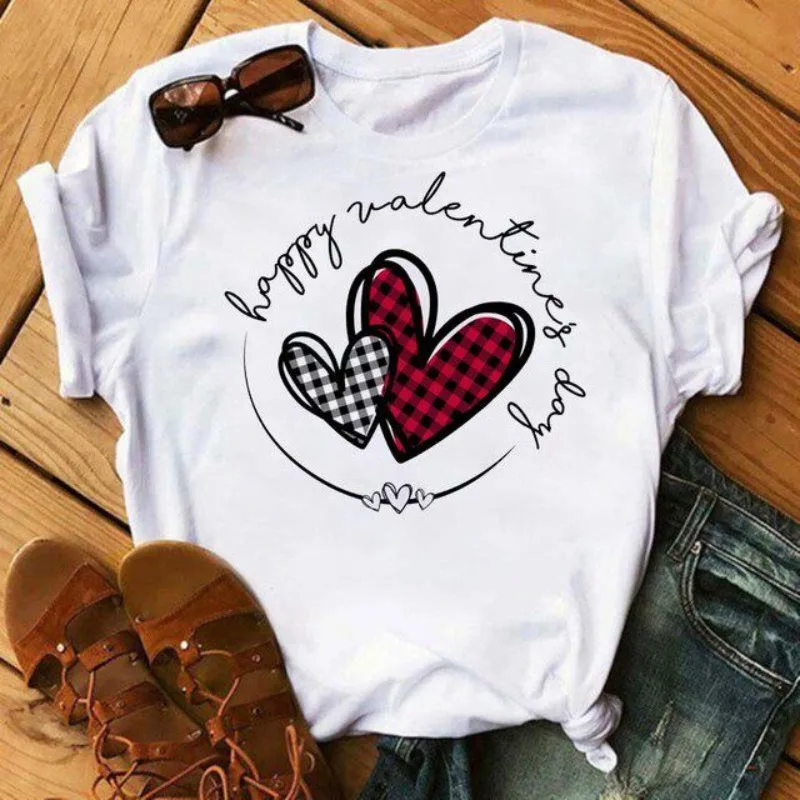 Summer Fashion Kitten Love Cute Cartoon Animal Shoulder Top Trendy T-shirt Round Neck Women's Trendy Parent Child Wear