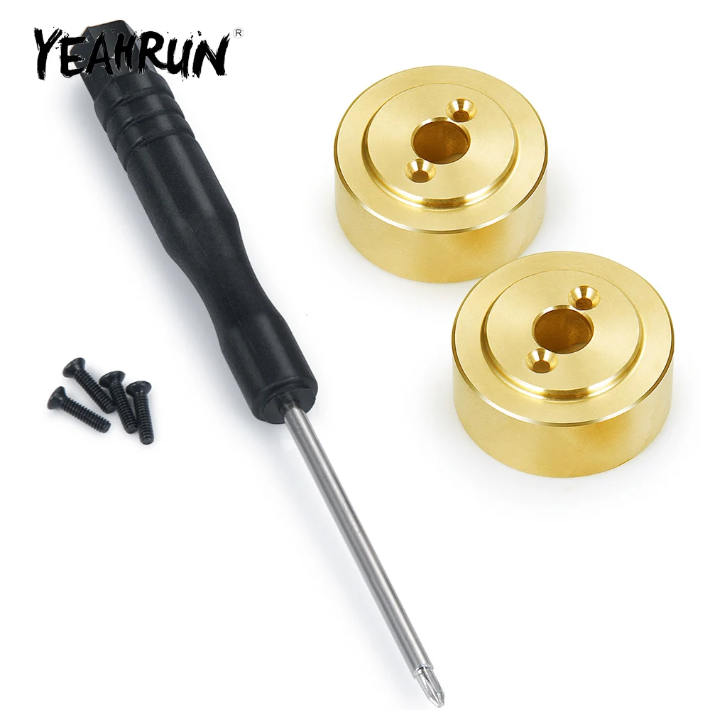 YEAHRUN 2Pcs Brass Rear Axle Knuckles Cup Balance Weights Adapters Counterweight for Axial SCX24 90081 1/24 RC Car Truck Parts