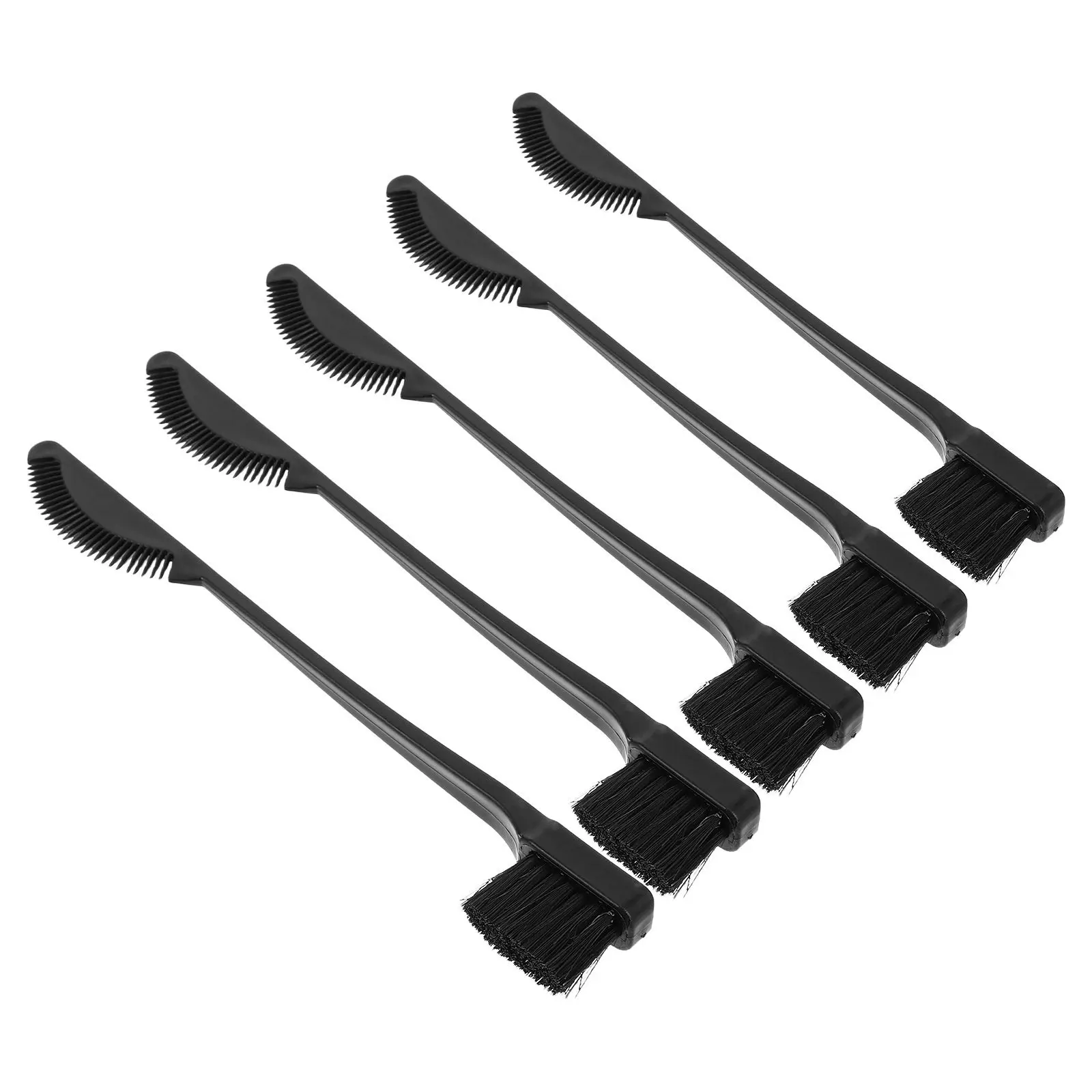 5Pcs Dual-Ended Fan-Tail Brow Brush Set for Eyebrow Shaping, Mascara & Lash Separation