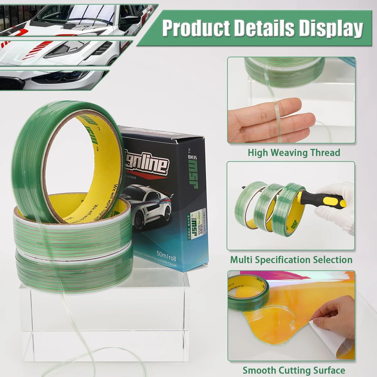 Car Stickers Vinyl Packaging Cut Tool Seamless Tape Design Line Packaging Film Car Construction Accessories Positioning 5/10/50m