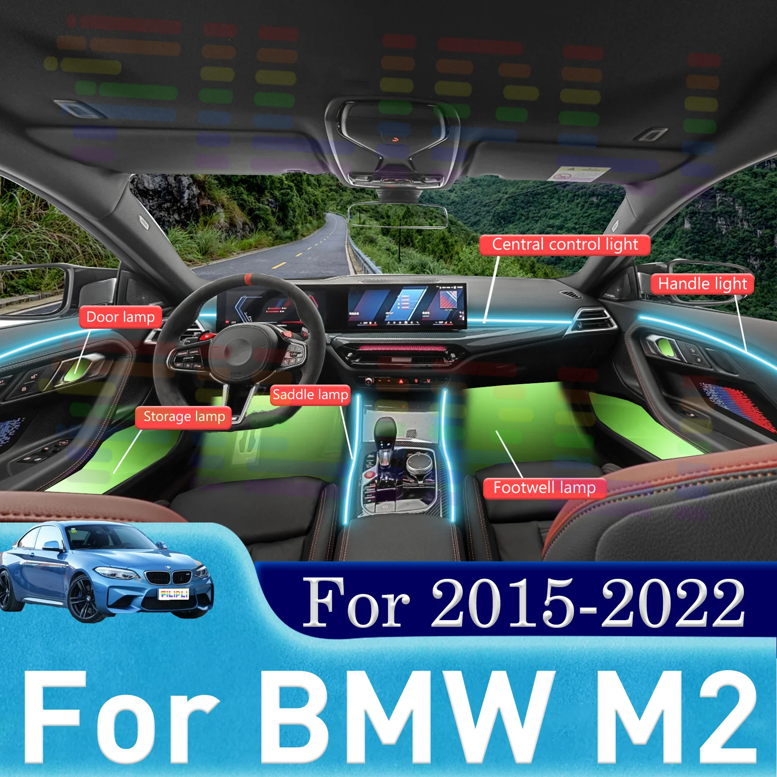 For BMW M2 F87 G87 Discover the Magic of Hidden LED Light Bars for Auto Interiors with Smartphone Connectivity and Dynamic Color