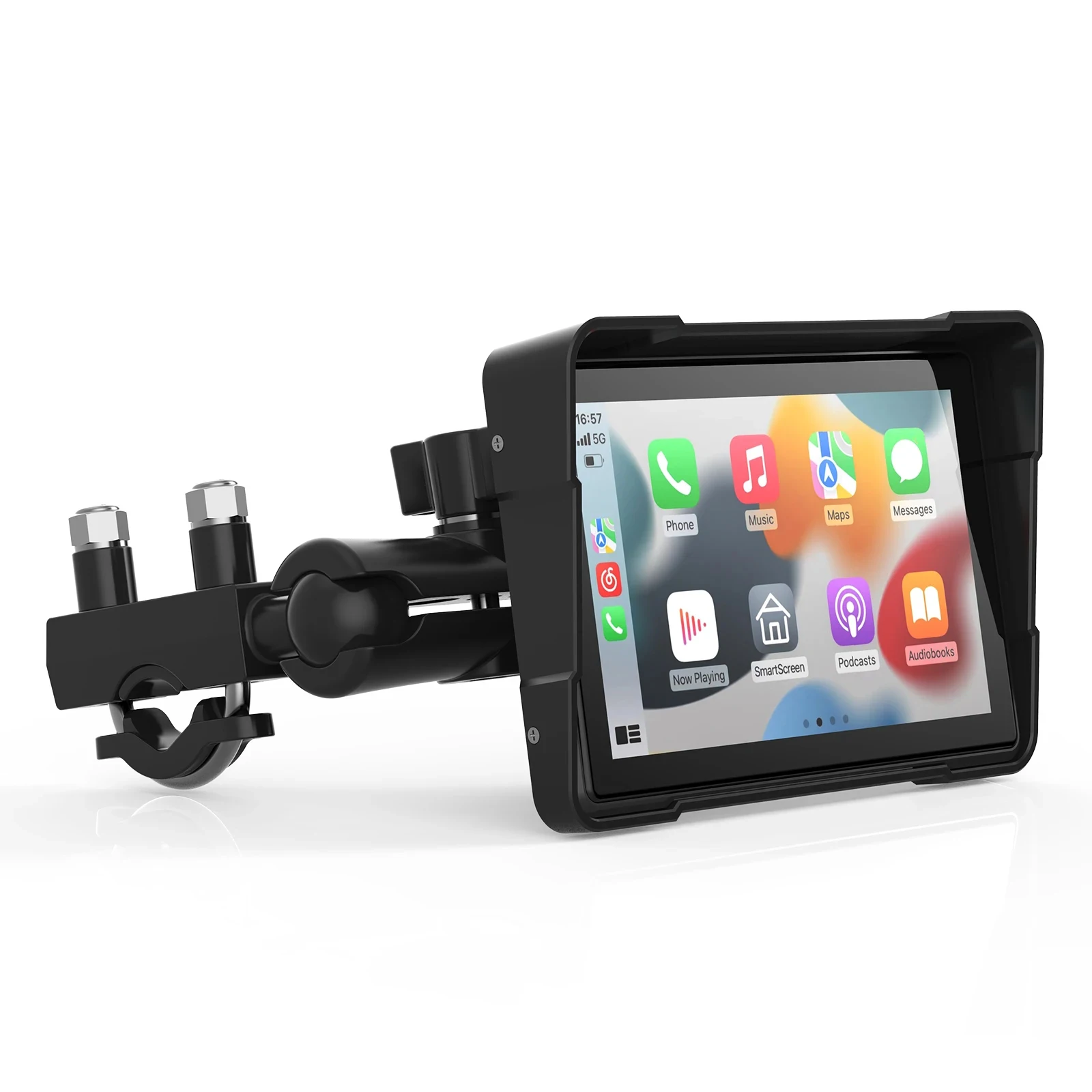 5 Inch 1000nit Motorcycle IPS Display IP66 Waterproof Wireless CarPlay Android Auto Dual 1080P Front Rear Dash Cam