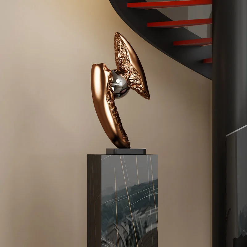 Abstract Geometry Art Sculpture Decoration, Hotel Lobby, Living Room Entrance Resin Statue, Customized Home Decor