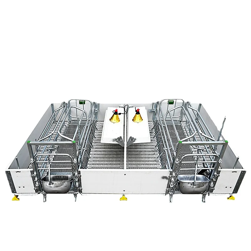 

EU European Type Pig Farm Farrowing Pen Cage Double Size Sow Bed With Hot Galvanized Steel Pipe and PVC Wall Full Set GanaderiA