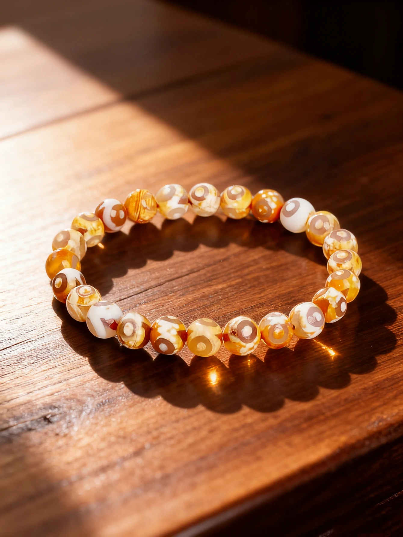 

Natural Stone Antique Agate Beaded Bracelet Vintage Eye Agate Beads for Energy Reiki Healing Charm Protection Balance Jewelry