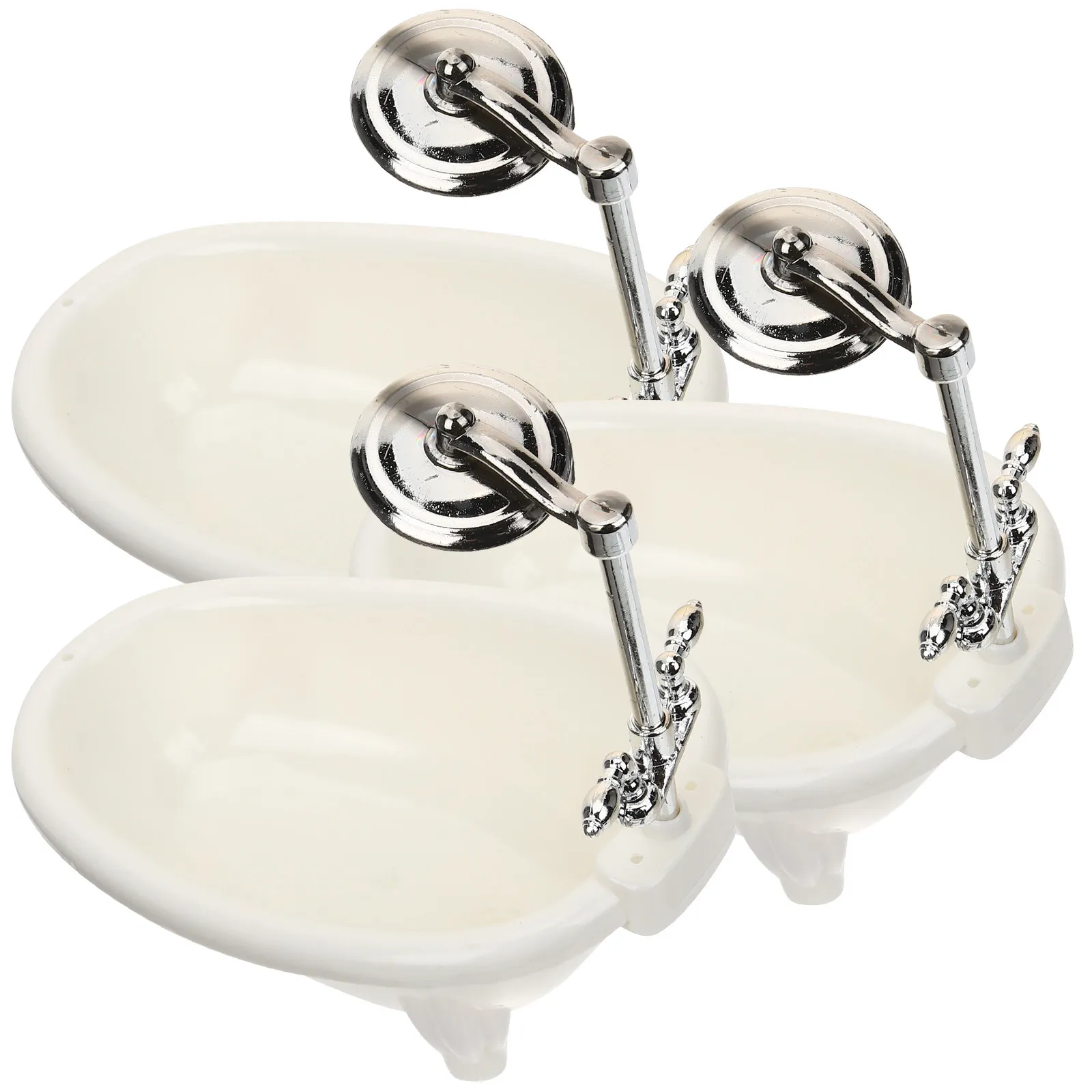 

3Pcs Mini Bathtub Set Plastic Wood Material Miniature House Furniture Bathroom Decoration Accessories for Mini House Scene