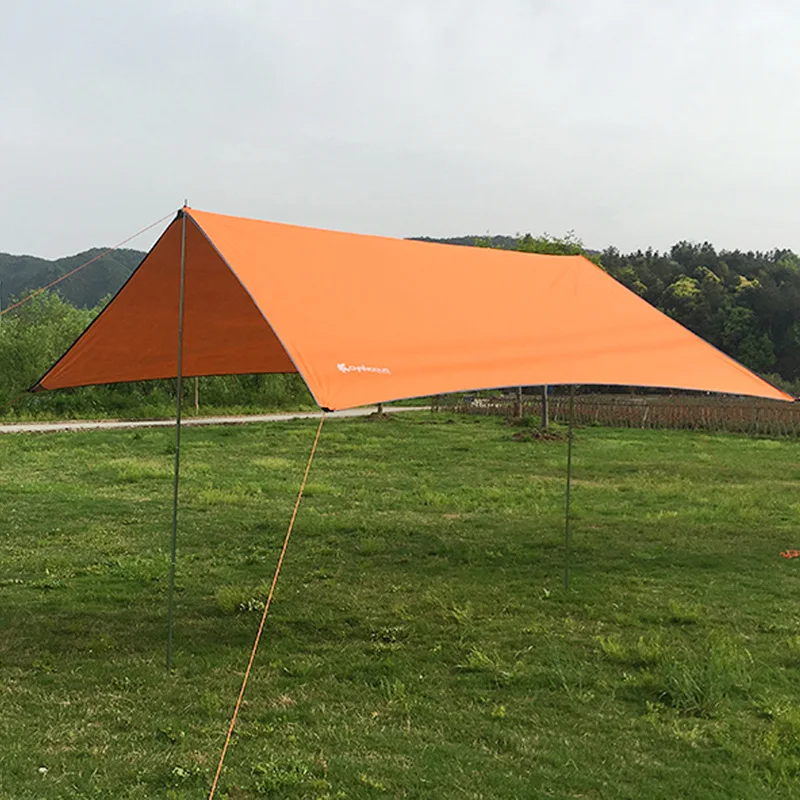 

Must - Have Orange Outdoor Tarp Set for Camping Enthusiasts | Lightweight, Durable & Provides Ample Shade and Shelter
