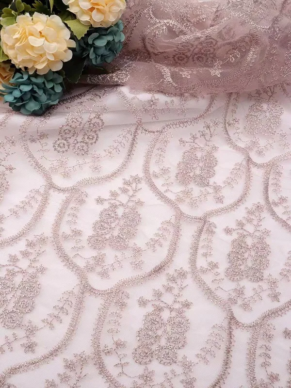 New Xianqi Embroidery Heavy Industry Lace Fabric Vase Flower Basket Embroidery Fabric