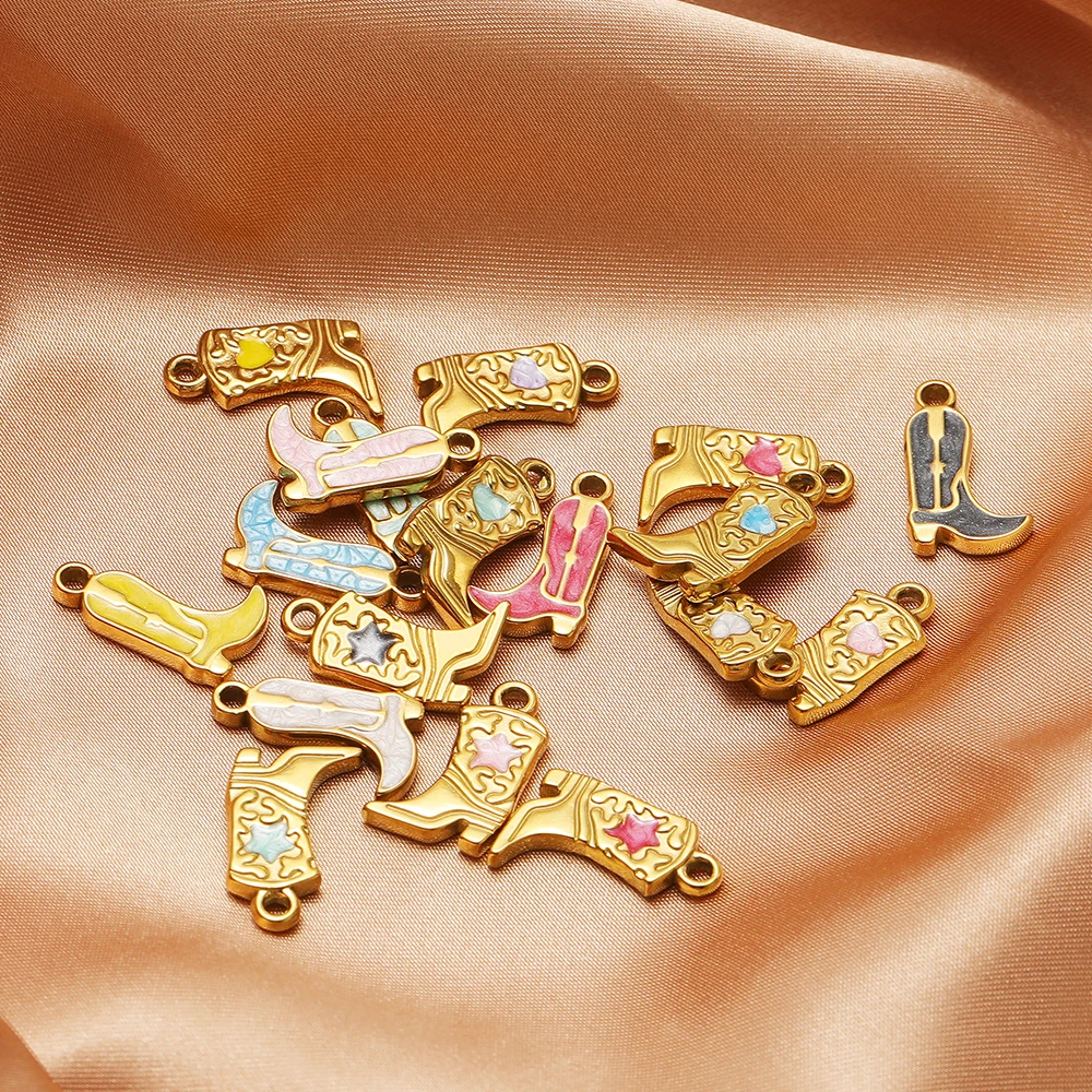5 Stück Edelstahl-Emaille-Anhänger in Herz- und Sternform für DIY-Schmuck, Halsketten, Armbänder und Ohrringe – Detail 4