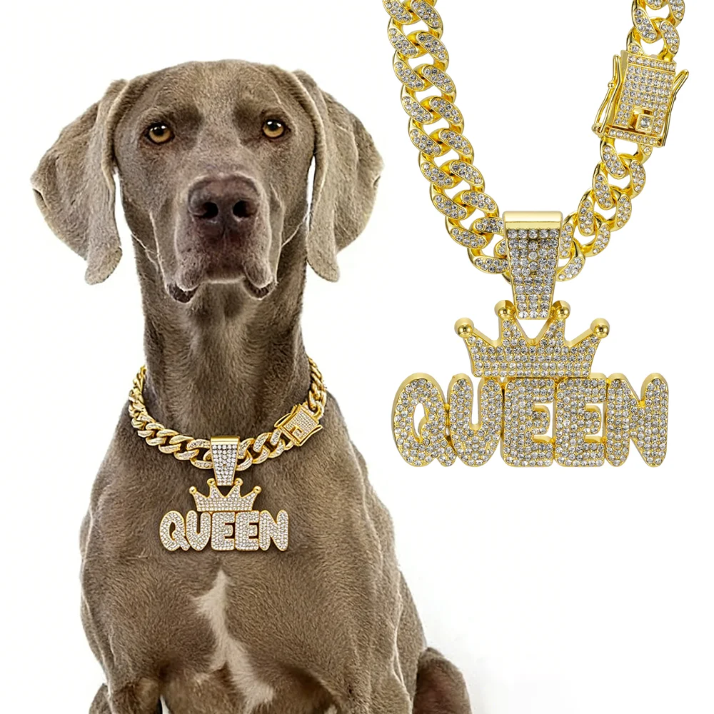 Collar de Cadena Cubana para Perro, Collar de Aleación para Mascotas, Collar Dorado para Perros Pequeños a Grandes, Accesorio de Joyería con Colgante de Lujo CEO BOSS 2026 NUEVO