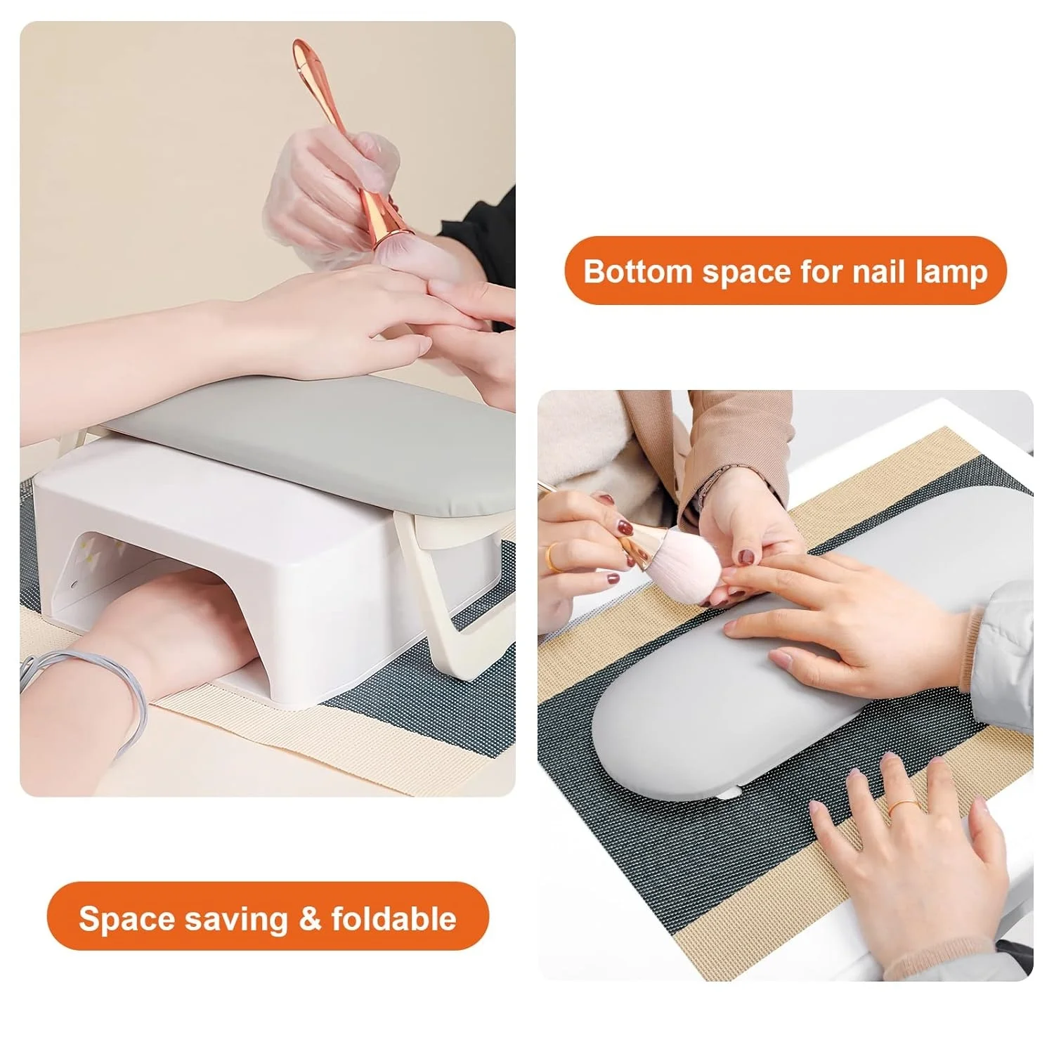 Fashion Nail Armrest,Foldable PU Leather Nail Tools Hand Rest with Nail Table Pad,Suitable for Home and Nail Salon Use