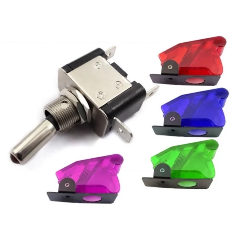 1pcs ASW-07 Illuminated LED Toggle Switch DC12V 20A  with Cover Rocker Switch ASW07 Toggle Power Switch