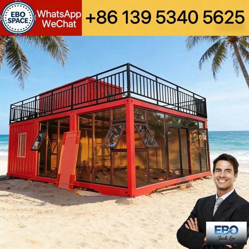 High quality 40ft foldable modular container villa outdoor cabin expandable housing waterproof design long lifespan kitchen bat