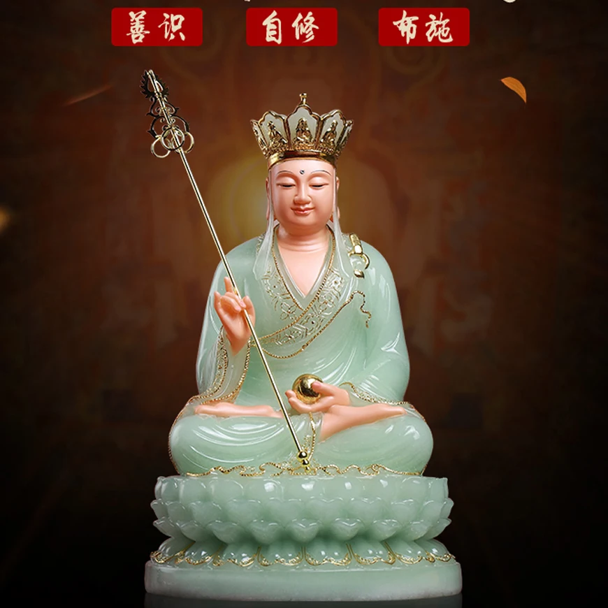 high-grade buddha ksitigarbha Dizang pusa HOME efficacious Talisman bless safe health good luck jade gilding Buddha statue