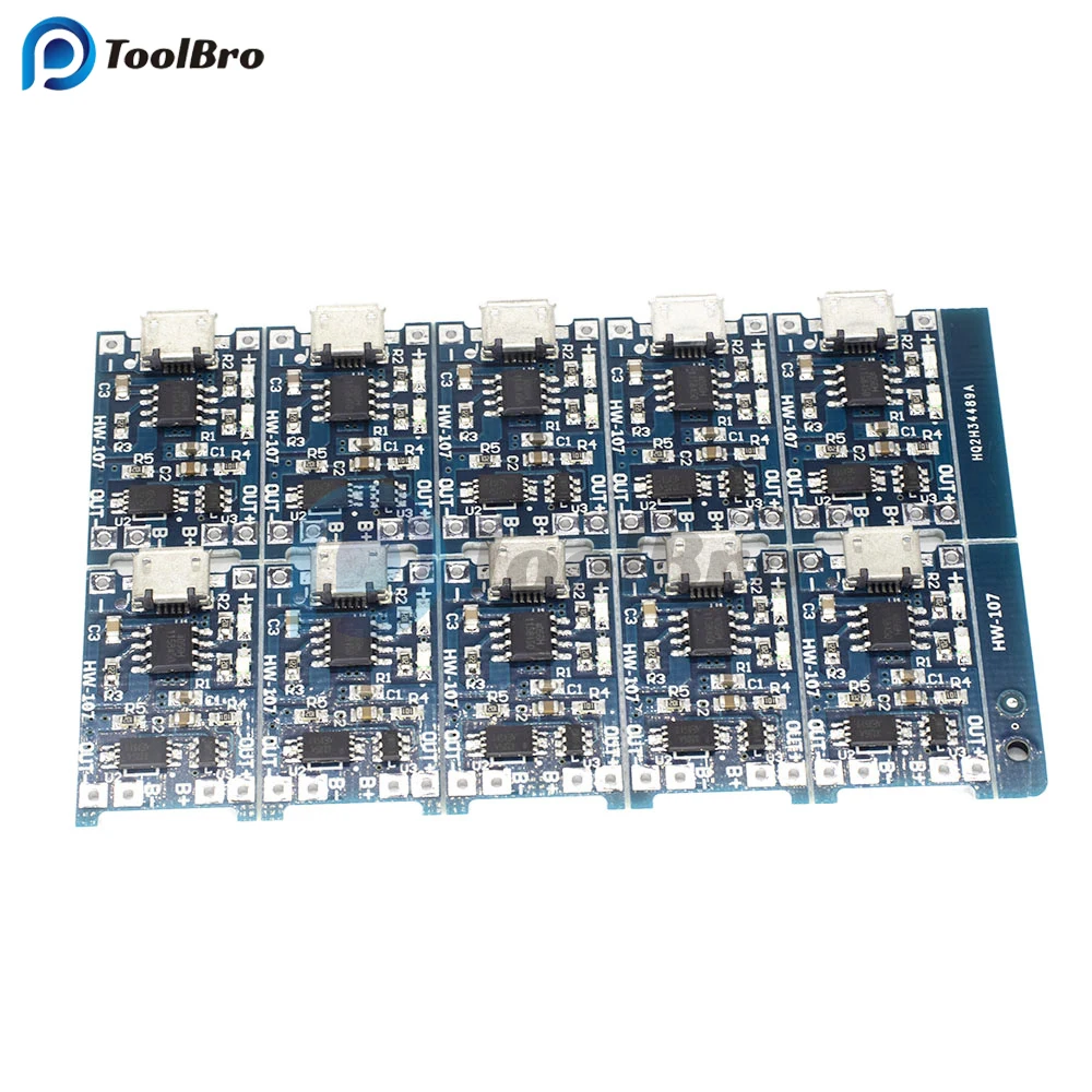 10PCS 5V 1A Micro USB 18650 Lithium Battery Charging Power Supply Module TP4056 Li-ion Battery Charger Protection Board