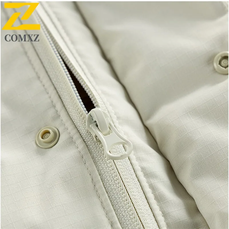 COMXZ Men Parker Coat Fleece Lined Thickened Ski Travel Warm Loose Hiking Cotton Padded Jacket Windproof Street Puffer Jacket