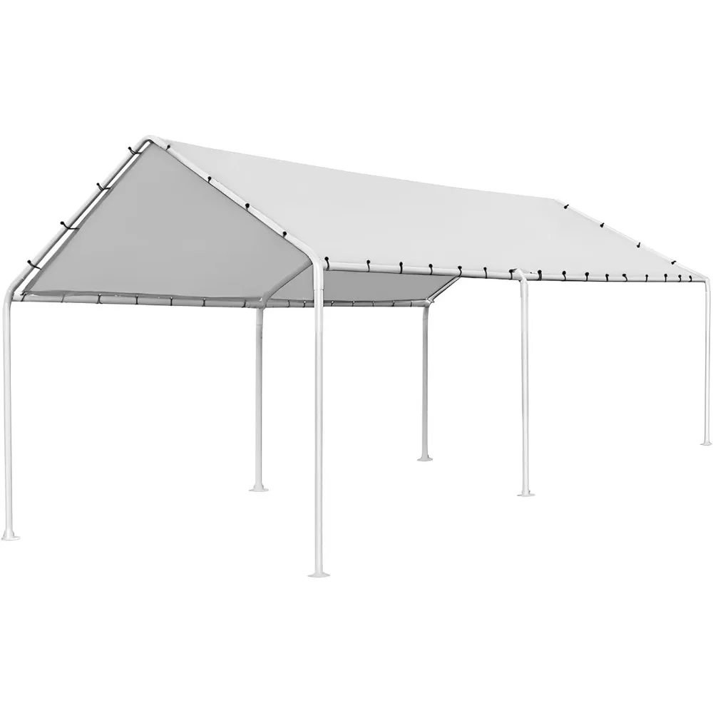 

10x20 Палатка для укрытия для гаража и лодки, сверхмощный навес для автомобиля, водонепроницаемая защита от ультрафиолета для тракторов, лодок и автомобилей, белый