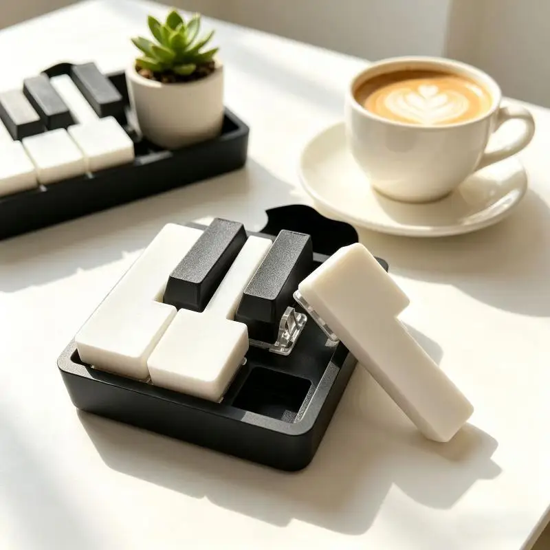 Kreatives Mini-Klaviertasten-Fidget-Spielzeug, 3D-gedrucktes taktiles Klick-Design, Entspannungs-Fidget-Stressabbau-Anhänger für den täglichen Gebrauch im Büro. – Detail 8