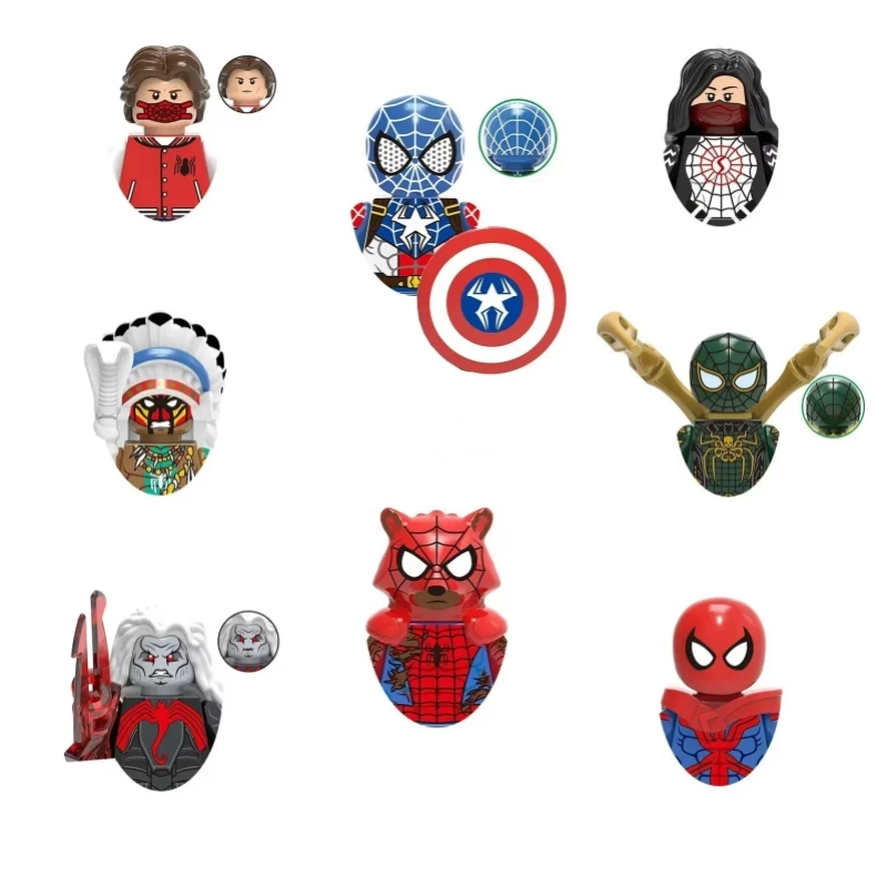 

X0282 Spiderman Silk Peter Parker Building Blocks Hero Anime Bricks Dolls Mini Action Toy Figures Assemble Blocks Children Gifts