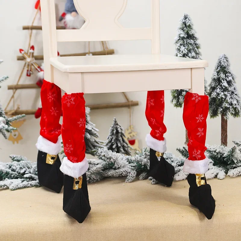 2022 Creative Christmas Table Foot Socks Chair Leg Covers Floor Protectors Non-Slip Knitting Cloth Furniture Feet Sleeve Decor