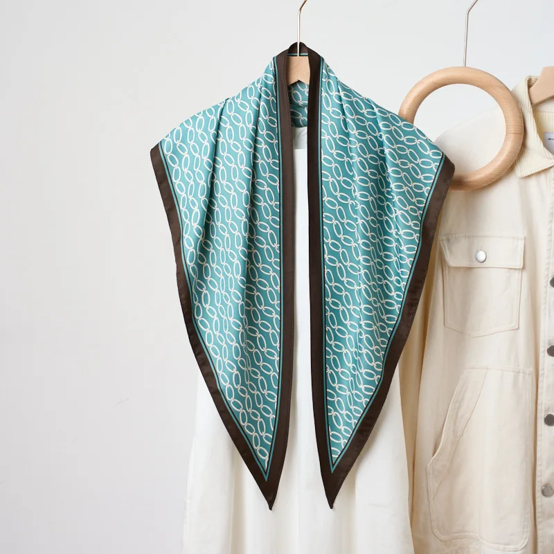 

New Light Luxury Simple Printed Triangular Scarf Fashionable Wear Belt Waist Seal Women's Imitation Silk Triangular Silk Scarf