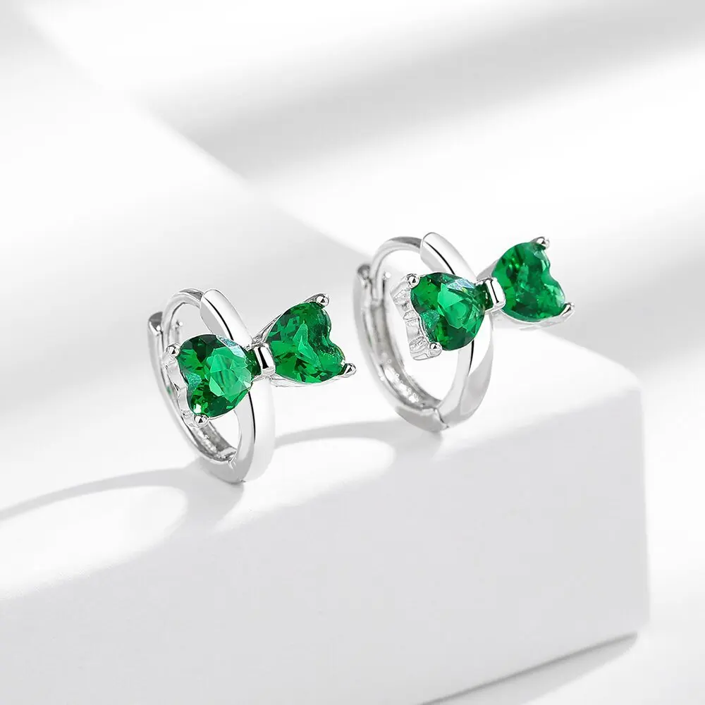 

Модные легкие роскошные серьги-бабочки из стерлингового серебра 925 пробы с изумрудным цирконом и простым бантом