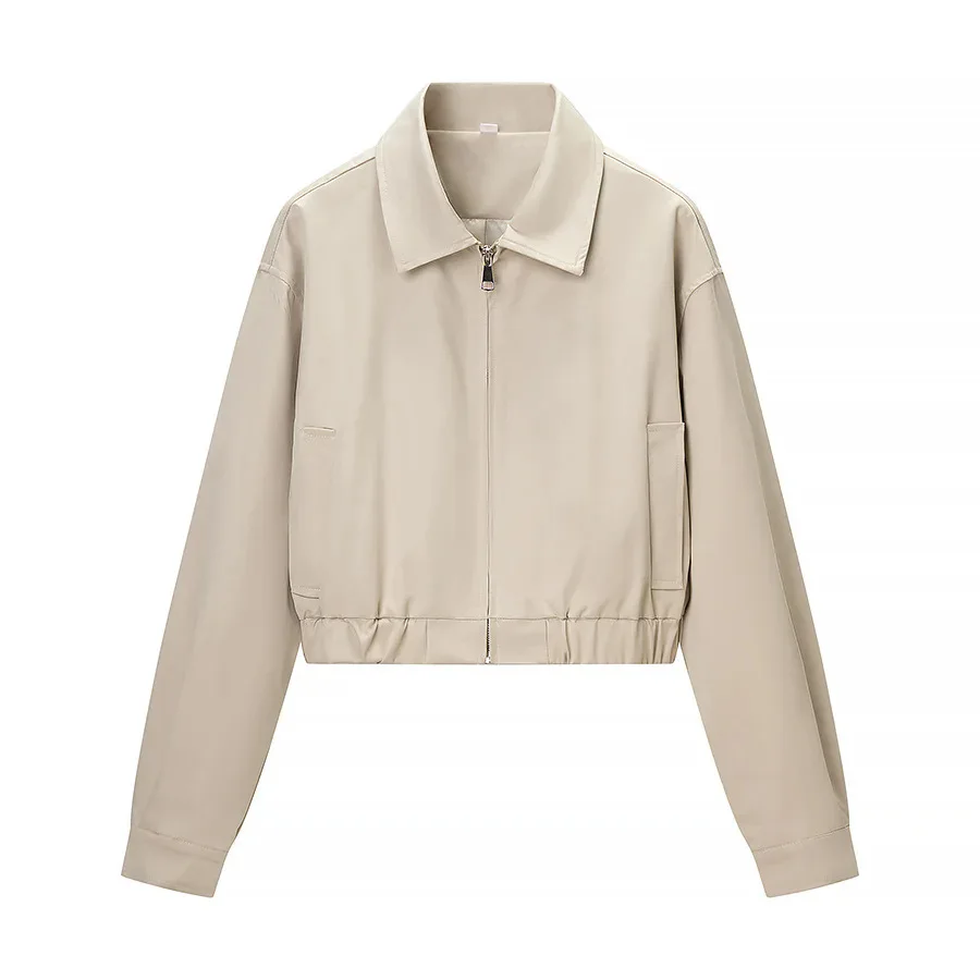 Daily fashion two-piece set for women's soft and comfortable zipper spliced waistband bubble linen pleated elegant streetwear