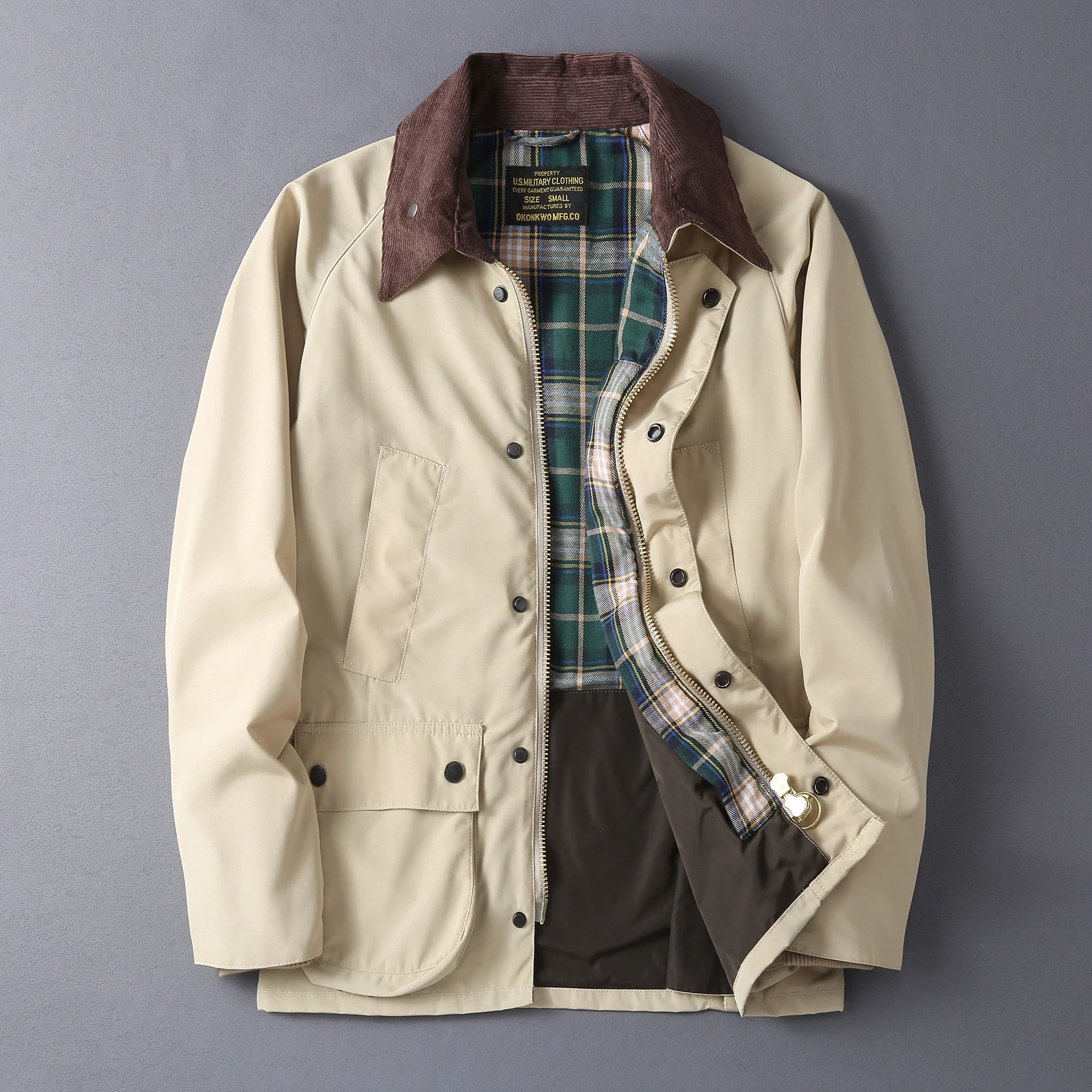 3607# Autumn Winter New American Retro Cargo Jacket Men\'s Fashion Multi-pockets Casual Heavyweight Windproof and Waterproof Coat