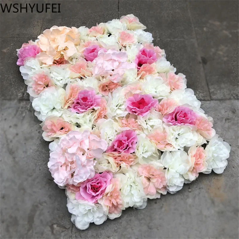 WSHYUFEI 40x60cm Silk Rose Flower Wall Wedding Decoration Backdrop Artificial Flower Flower Wall Romantic Wedding Decor