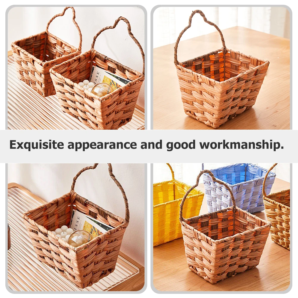 

Wall Mount Organizer Hanging Storage Woven Flower Basket For Kitchen Bathroom Home Decor Space Saving Storage Basket For Fruits