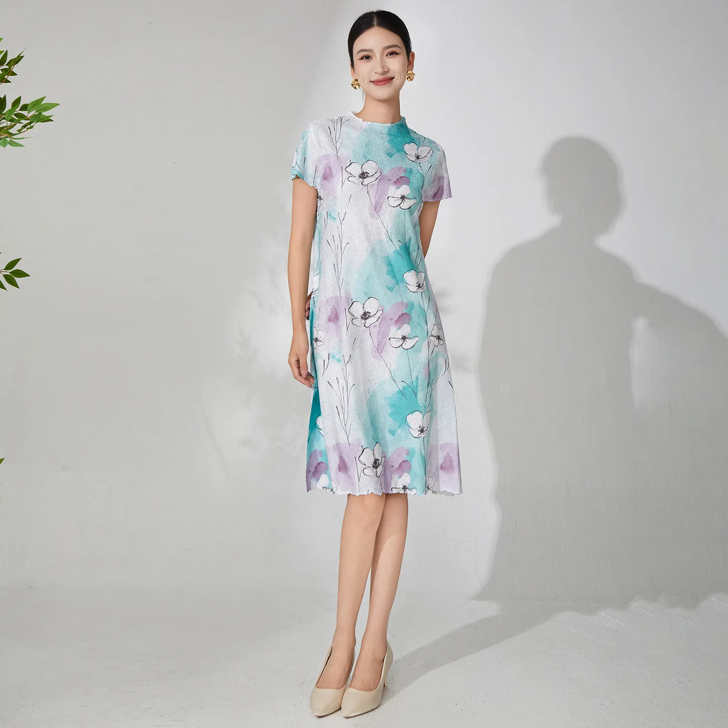 

Новое летнее женское платье 2024, круглый вырез, короткие рукава, узор с принтом, оригинальный дизайн, свободные элегантные женские платья большого размера