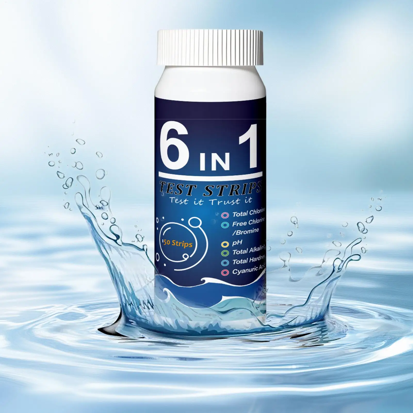 شرائط اختبار حمام السباحة جهاز اختبار مياه البركة المحمولة 6 في 1 شرائط اختبار المياه للمياه المالحة سبا المياه العذبة المنزل حوض استحمام ساخن بركة الشرب