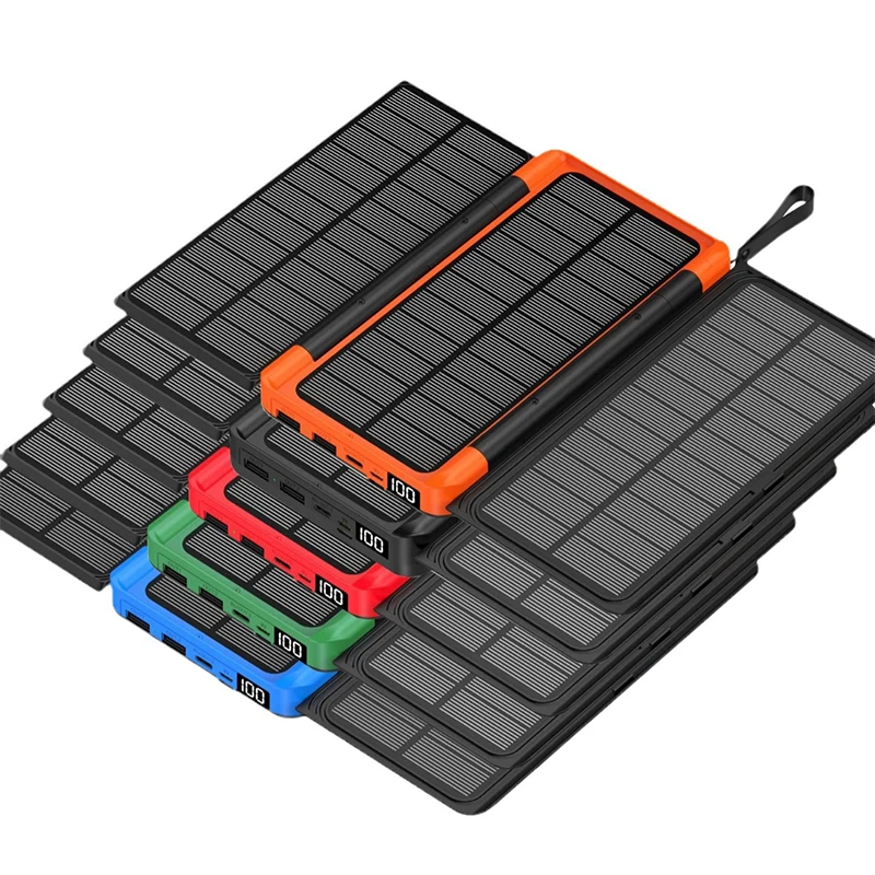 

Folding Solar Power Bank 20000mAh with 3 Solar Panel Portable Wireless Charger Powerbank for iPhone 16 Samsung Xiaomi Poverbank