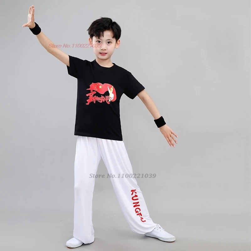 Ropa tradicional china de wushu para niños, conjunto de ejercicio de entrenamiento de kungfu tai chi, uniforme de actuación en escenario de artes marciales, 2024