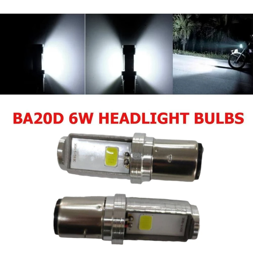 2Pcs Motorbike COB LED Headlight Hi/Lo Beam Light Blub BA20D H6 6W Motorcycle Front Light Bulbs Head Lamp BA20D