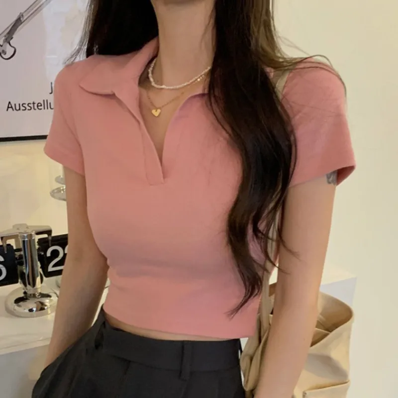 

Yasuk Summer Fashion Solid Casual T-Shirts Pullover Women's Short Sleeved Slim Tees Knitted Top Soft All-Match Sexy
